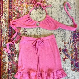 Pink Shein Terrycloth Two-piece Set